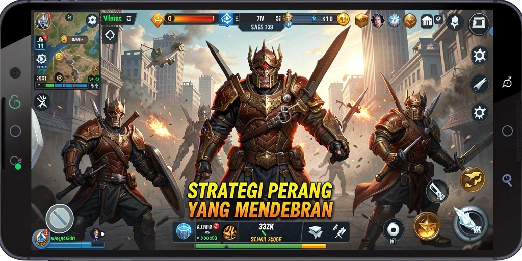 Screenshot gameplay 33ZK menampilkan pertempuran strategi epik.