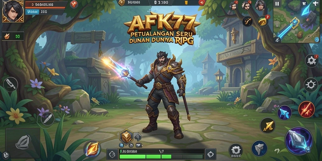Screenshot utama AFK77 menampilkan aksi seru dalam pertempuran RPG.