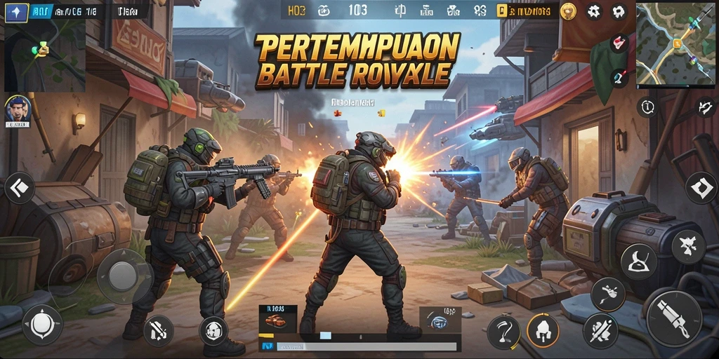 Tampilan gameplay H03 yang penuh aksi di arena Battle Royale.
