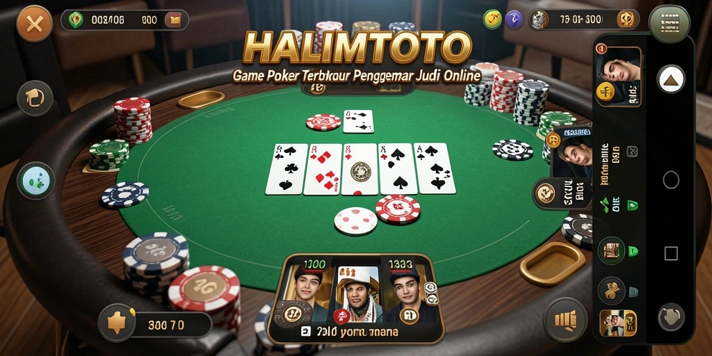 Tampilan gameplay Poker yang seru dan menantang di HALIMTOTO.