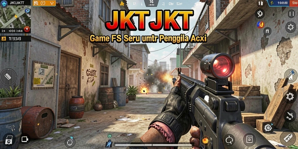 Gameplay JKTJKT menampilkan pertempuran FPS mendebarkan.