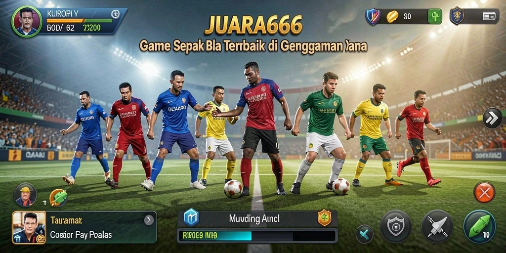 Tangkapan layar JUARA666 menampilkan aksi seru di lapangan sepak bola.