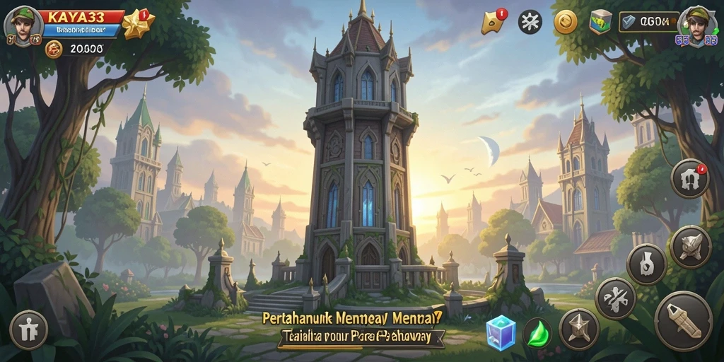 Tampilan gameplay KAYA33 dengan strategi menara yang epik.