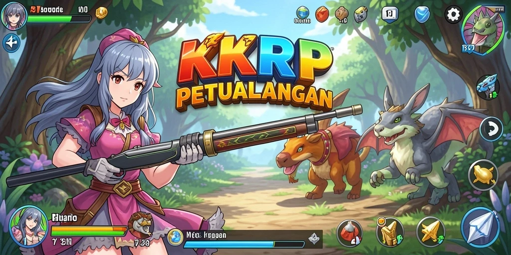 Tampilan gameplay menarik dari KKRP dengan karakter anime yang dinamis.