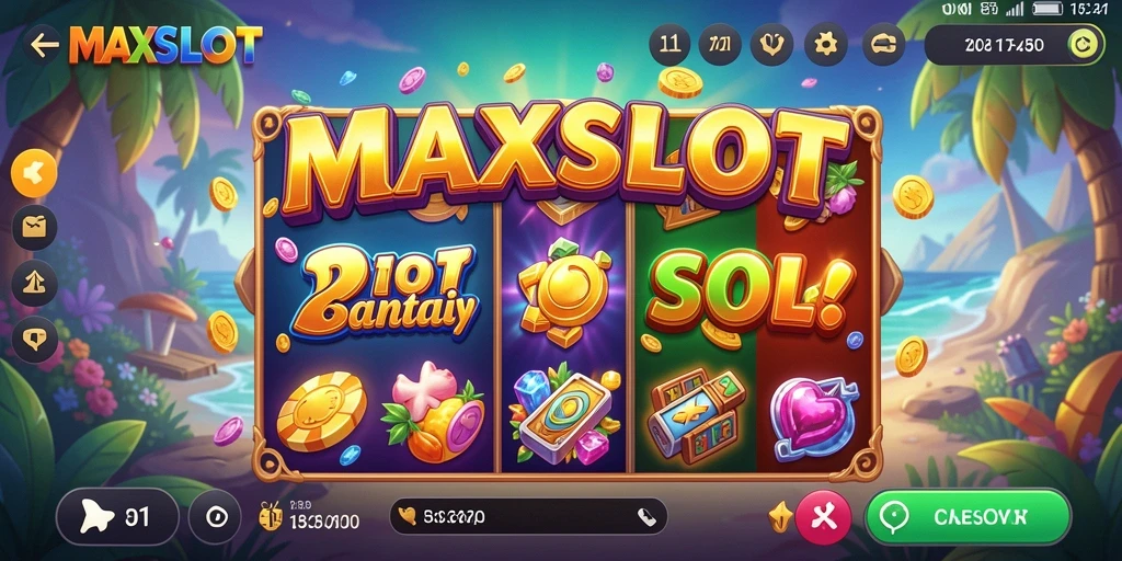 Screenshot gameplay MAXSLOT yang menyenangkan dan penuh warna.