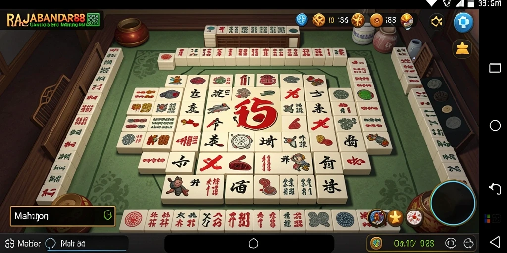 Tampilan gameplay yang menarik dalam RAJABANDAR88, penuh tantangan Mahjong.