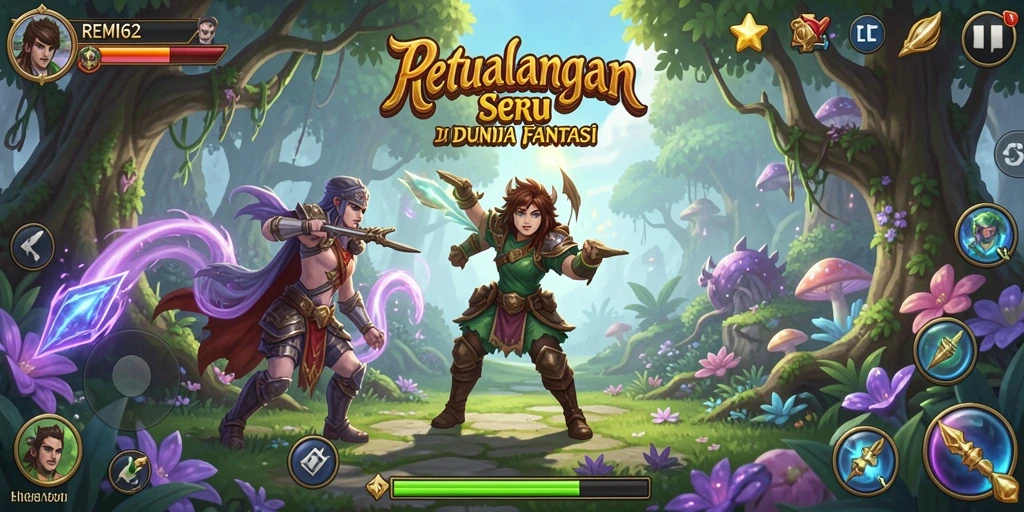 Tampilan dinamis dari gameplay REMI62 yang penuh petualangan.