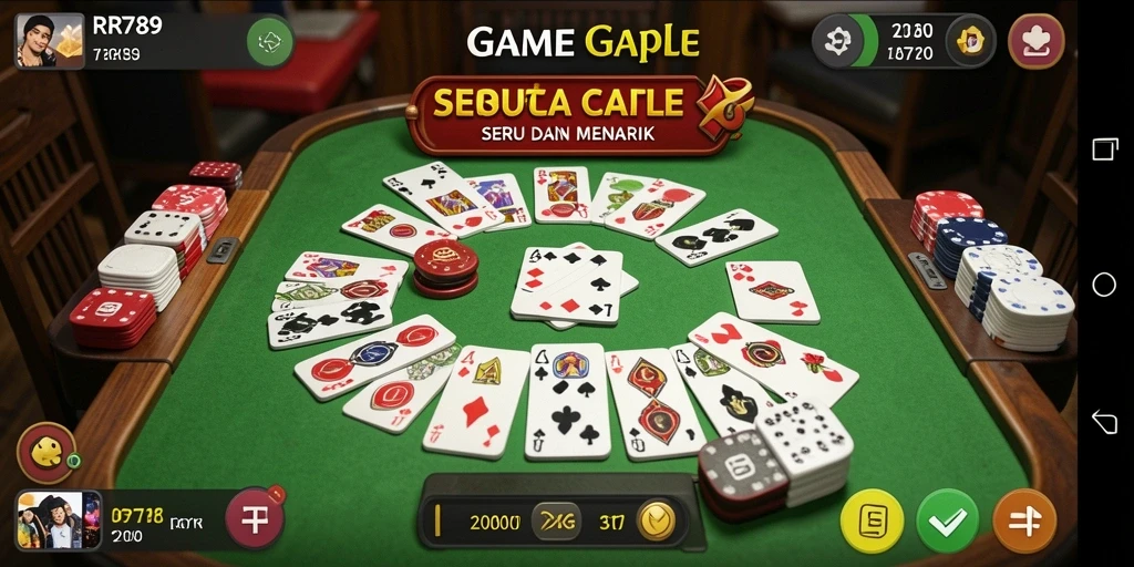 Tampilan gameplay seru di RR789, nikmati keseruan Gaple bersama teman.