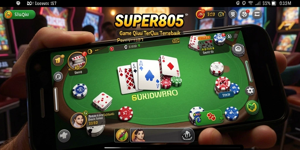 Menampilkan gameplay seru dalam permainan QiuQiu SUPER805.