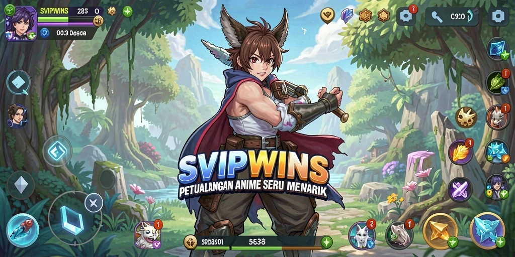 Tampilan gameplay SVIPWINS menunjukkan aksi seru dan karakter menarik dalam petualangan Anime.
