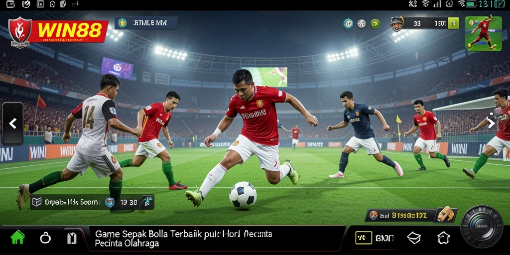 Tampilan gameplay WIN88 dengan aksi pertandingan sepak bola yang mendebarkan.