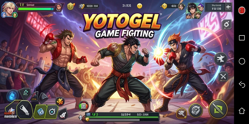 Screenshot gameplay YOTOGEL menampilkan aksi pertarungan epik.