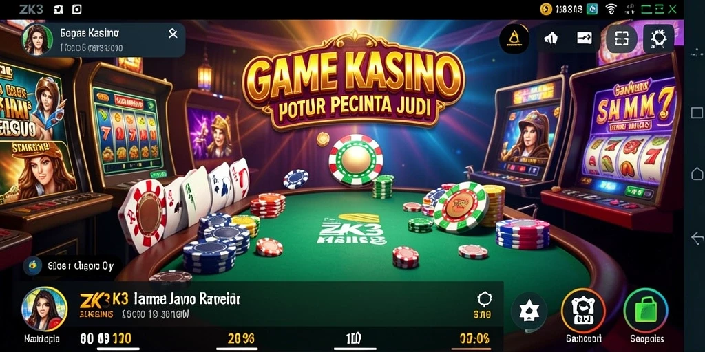 Tampilan gameplay ZK3 dengan berbagai pilihan permainan kasino.